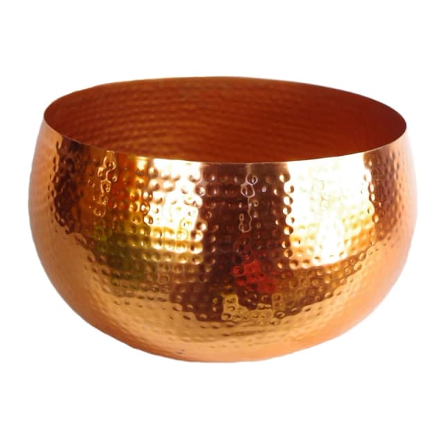 Leaf XL Metal Bowl Planter 32 x 20cm Hammered Copper Colour - Straight Edge Size: 32 x 20cm Copper Unisex 32 x 20 cm