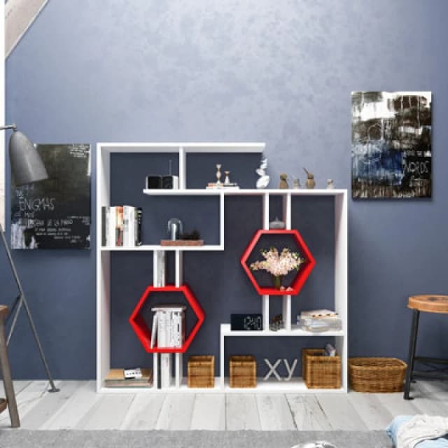 Decorotika Tamara Bookcase White Red