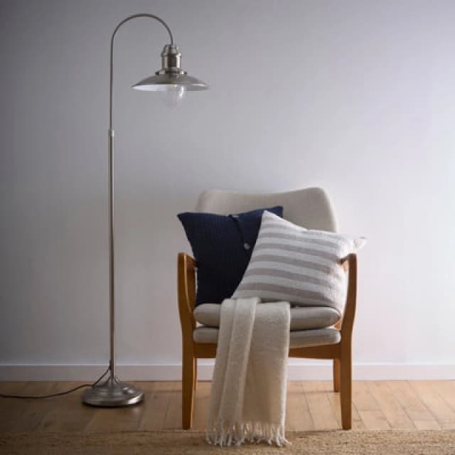 K Living Chester Satin Nickel Vintage Freestanding Fishermans Floor Lamp In A