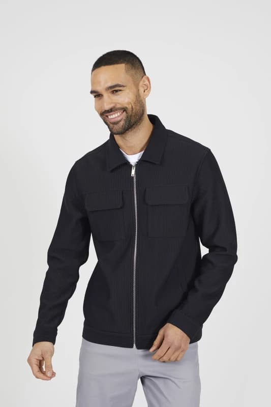 Brave Soul Brave Soul Men Patch Pocket Shacket in Black Size: large Black L Male 5063487222605