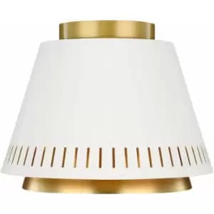 Loops - 1 Bulb Flush Light Two Tone Conical Shades Gold & Matte White LED E27 60W