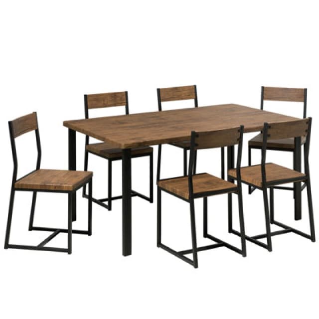 Beliani Dining Set Laredo Dark Brown 6 Seater