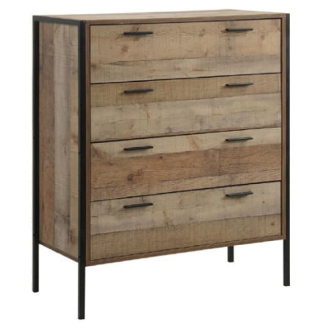 Timber Art Design Stretton Rustic Chest 4 Drawers Bedroom Living Room Storage Industrial Oak
