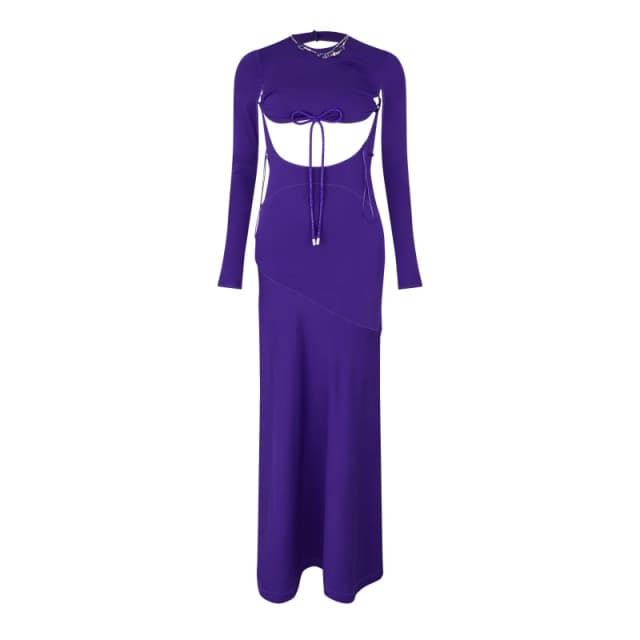 Off White Womens Glam Embr Sporty Long A Line Dress Purple female 6 (2XS)