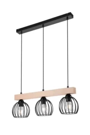 Sienna Bar Pendant Ceiling Light Black, 3x E27