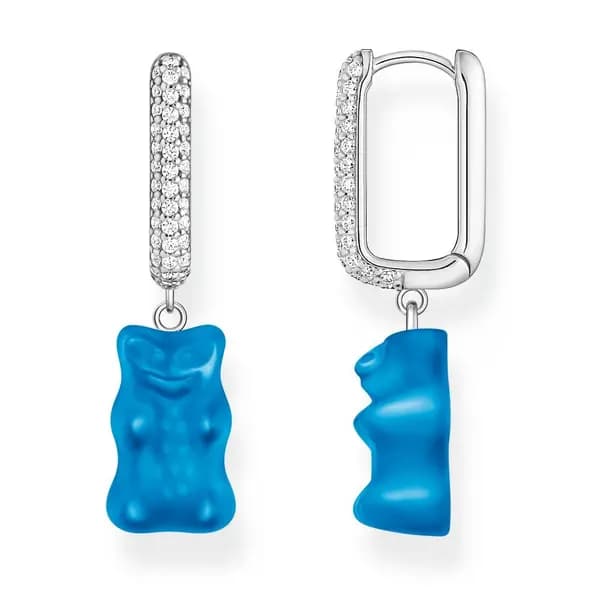 Thomas Sabo Sterling Silver HARIBO Blue Glass Zirconia Single Hoop Ear