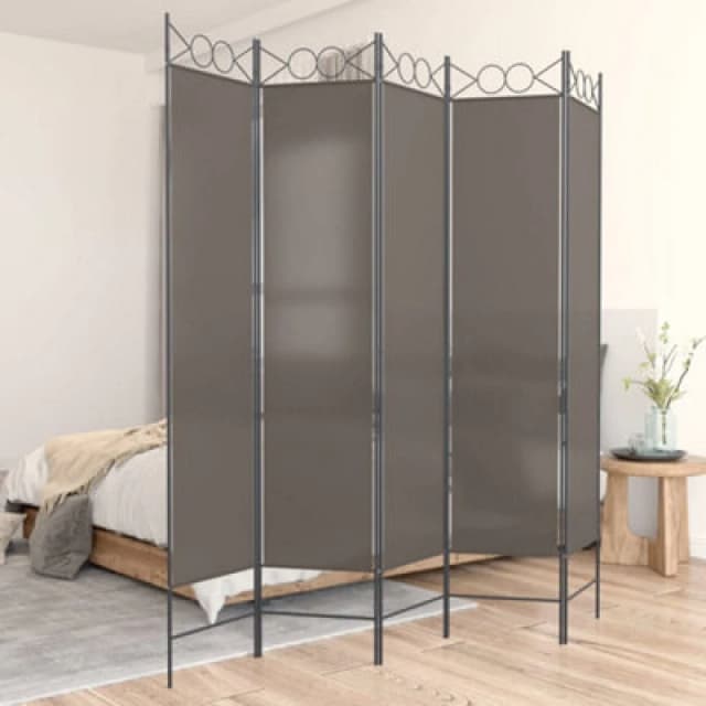 Vidaxl 5-panel Room Divider Anthracite 200X200 Cm Fabric 350156