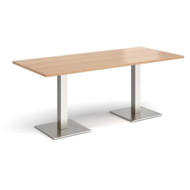 Brescia Brescia rectangular dining table with flat square brushed steel bases 1800mm x 800mm - beech Beech BDR1800-BS-B