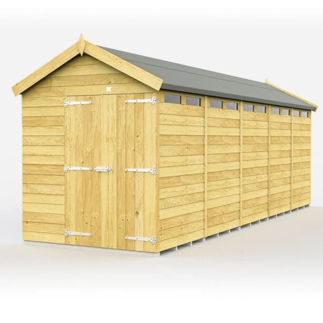 Buttercup Farm 6 x 20 Feet Apex Security Shed - Double Door - L590 x W175 x H217cm in Brown Brown Unisex