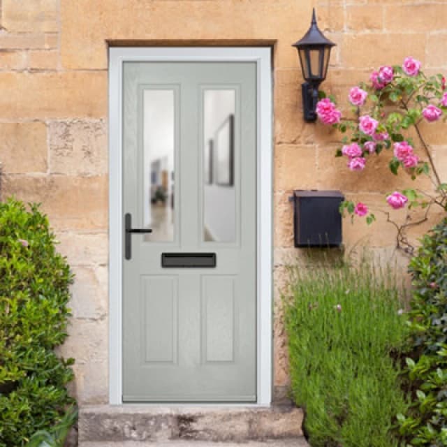 Lacerta Composite Door Carnoustie Agate Grey 920mm X 2090mm Open In Right Hand Clear Glass 10 Year Guarantee - Free Delivery & Smart Lock