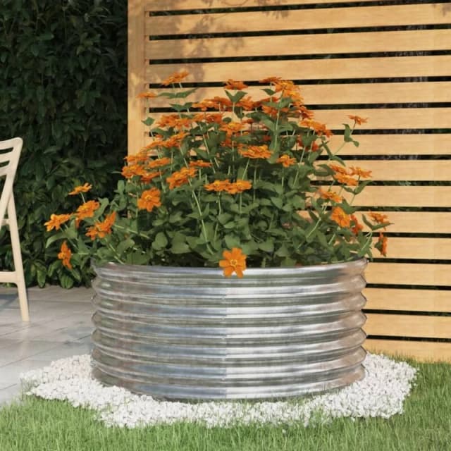 VIDAXL Garden Planter Powder-coated Steel 80x80x36cm Silver Vidaxl 8720286855607