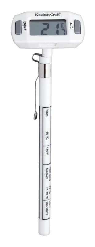 Kitchencraft Digital Probe Thermometer, -45 to 200 deg C, Blister Carded White