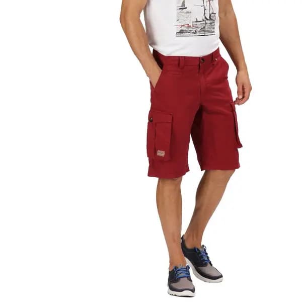 Regatta Mens Shorebay Coolweave Cotton Cargo Shorts 32 - Waist 32' (81cm), Inside Leg 32' Delhi Red RMJ221-649-32