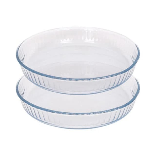 Argon Tableware Optical Round Glass Oven Dishes - 26Cm X 26Cm - Pack Of 2