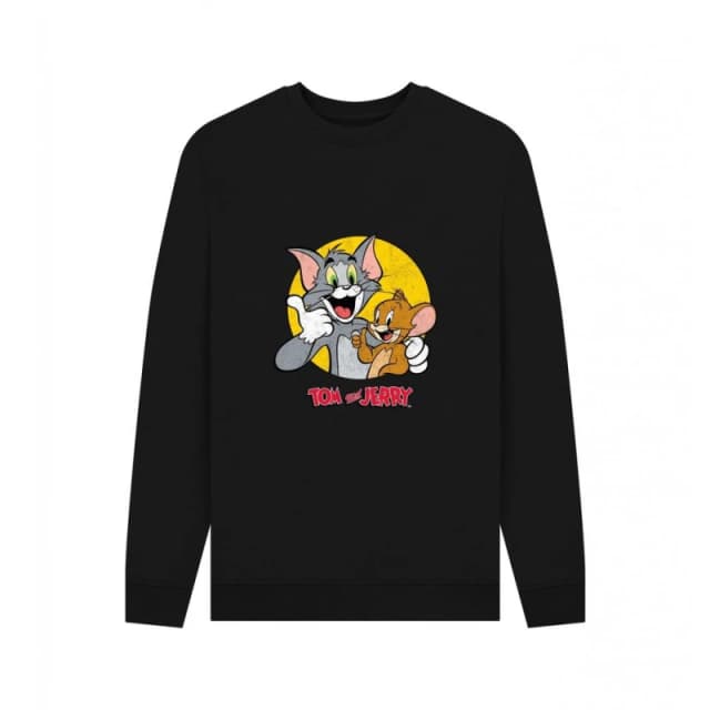 Tom & Jerry Mens Thumbs Up Sweatshirt in Black Size: Small Black Male S