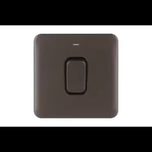 Schneider Electric Lisse Screwless Deco - Single High Current Light Switch with Neon Indicator, Double Pole, 50A, GGBL4011BMB, Mocha Bronze with Black