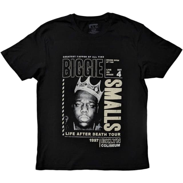 Biggie Smalls Biggie Smalls Men Life After Death Tour Cotton T-Shirt in Black Size: Medium Black M Male 5063377350371