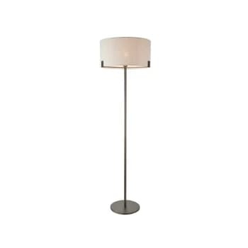 Endon Lighting Hayfield - Floor Lamp Brushed Bronze Effect Plate & Natural Linen 1 Light IP20 - E27
