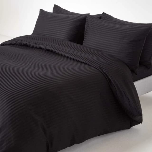 Homescapes Black Egyptian Cotton Duvet Cover And Pillowcases 330 Tc, King