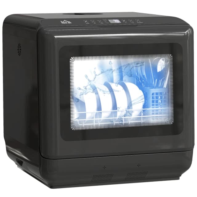 HOMCOM HOMCOM Countertop Dishwasher with Dual Water Supply and 6 Programs, Black