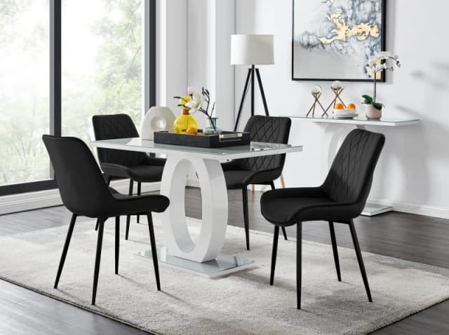 FurnitureboxUK FurnitureboxUK Giovani 4 Grey Dining Table & 4 Pesaro Black Leg Chairs Black One Size Unisex 5056542664717