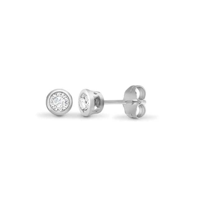 Jewelco London 18ct White Gold 0.2ct Diamond Solitaire Stud Earrings - 18E014-020 Silver female
