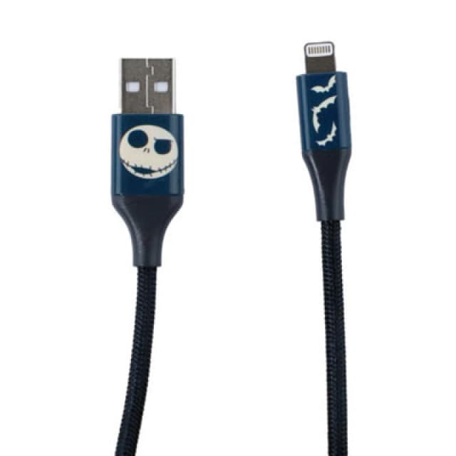 Disney Nightmare Before Christmas 6ft USB-A To Lightning Braided Charging Cable Jack Bats in Blue Blue One Size Unisex 8101464670906