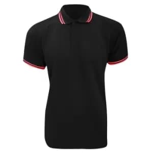 Kustom Kit Mens Tipped PiquA Short Sleeve Polo Shirt (2XL) (Black/Red)