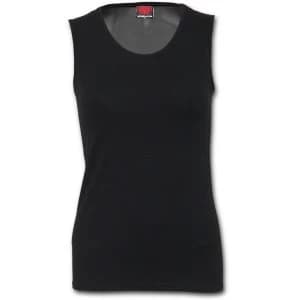 Gothic Rock Tattoo Back Mesh Sublimated Vest Womens Large Sleeveless Top - Black