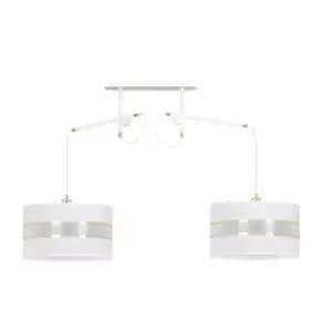 Korno White Pendant Ceiling Light with Black, Gold Fabric Shades, 2x E27