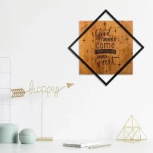 Good Things Come To Those Who Wait Walnut Black Decorative Wooden Wall Accessory