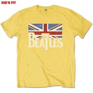 The Beatles - Logo & Vintage Flag Kids 11 - 12 Years T-Shirt - Yellow