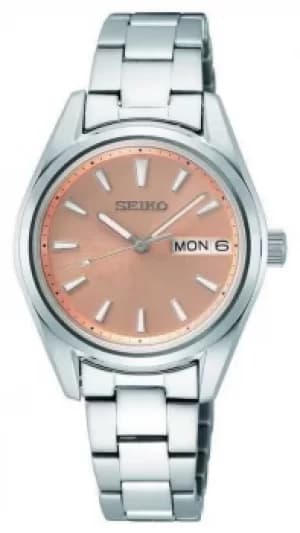 Seiko Womens Quartz Stainless Steel Bracelet Rose Gold Dial Watch