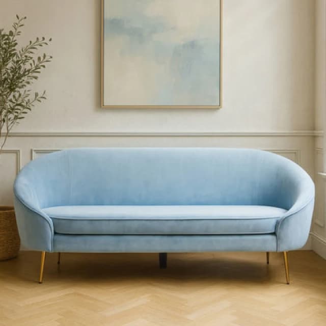 Orsina 3 Seat Aqua Blue Velvet Sofa