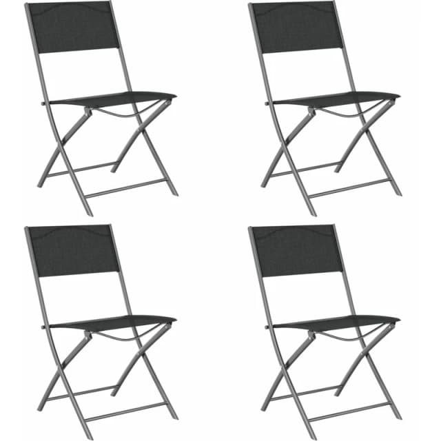 VIDAXL Folding Outdoor Chairs 4 pcs Black Steel and Textilene vidaXL 8720286849934