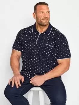 BadRhino Tipped Paisley Polo, Blue, Size 2XL, Men