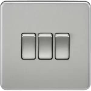 MLA Knightsbridge 10AX 3 Gang 2-Way Switch Brushed Chrome - SF4000BC