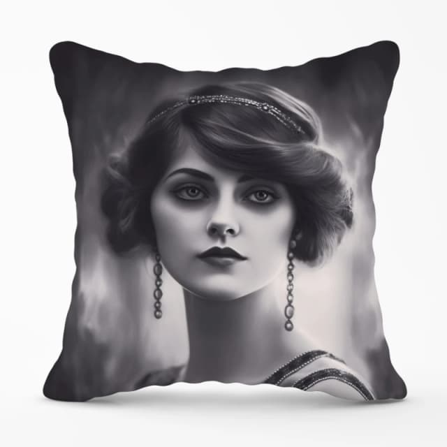 Warren Reed - Designer Edwardian Showgirl Cushions in Black Size: 45cm x 45cm Black Unisex 45cm x 45 cm