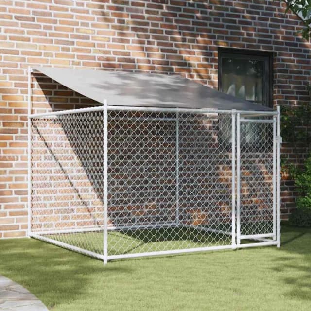 VIDAXL Dog Cage with Roof and Door Grey 2x2x2 m Galvanised Steel vidaXL 172559