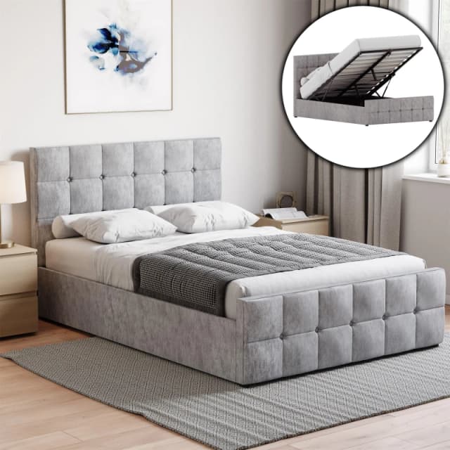 Lassic Vida Designs Valentina Double Ottoman Bed UKFR Silver Crushed unisex Double