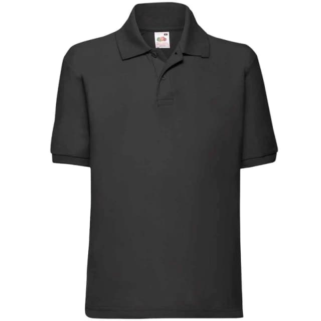 Fruit of the Loom Poly Cotton Pique Polo Shirt in Black Size: 12-13 Years Black Unisex 12-13 Years