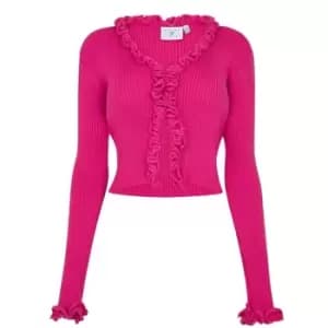 Daisy Street Frill Cardigan - Pink