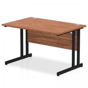 Impulse 1200 x 800mm Straight Desk Walnut Top Black Cantilever Leg