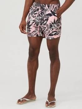 Superdry Edit Floral Print Swim Shorts - Pink Size M Men