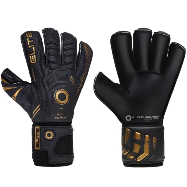 Elite Sports Black Real Goalkeeping Gloves Black Real unisex Size 8