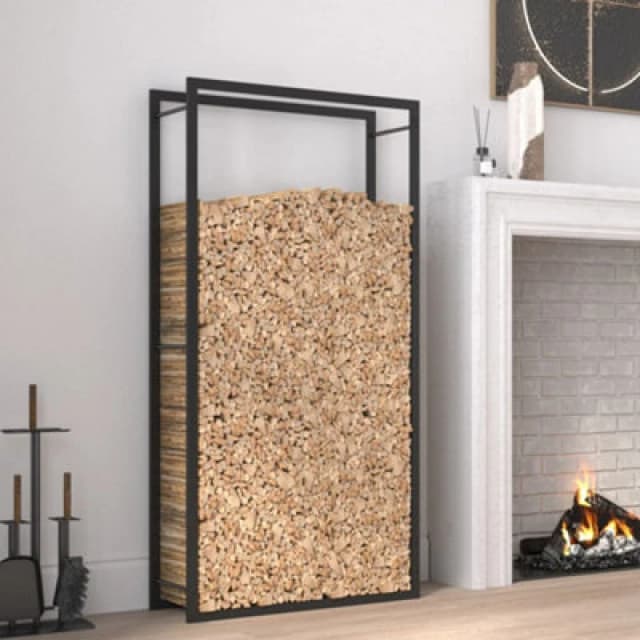 vidaXL Firewood Rack Matt Black 80x28x154cm Steel, Black 350308