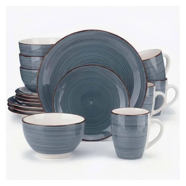 Alivio Porcelain 16 Piece Dinner Set Lead-Free Glaze Dinnerware in Grey Grey Unisex