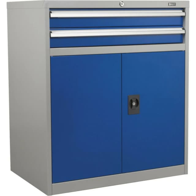 Loops Industrial Double Locker Cabinet - 900 x 450 x 1000mm - 2 Drawers & 1 Shelf Multi