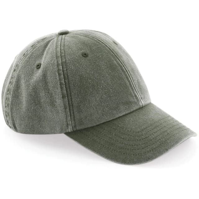 Beechfield Beechfield Low Profile Vintage Denim-Look Cap in Olive Olive One Size Unisex 5057520206486