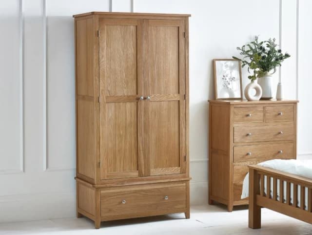 Julian Bowen Mallory Oak 2 Door 1 Drawer Wardrobe